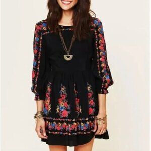 Free People Black Dress with Floral Accents